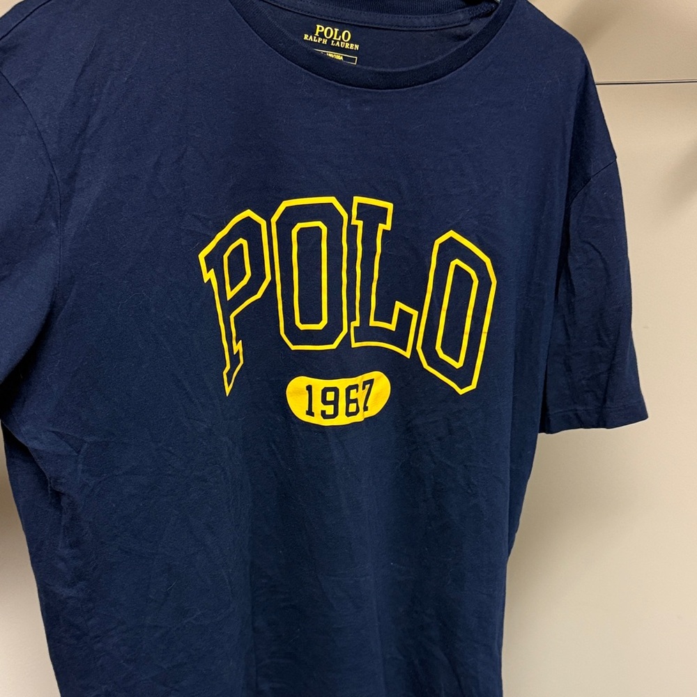 Polo by Ralph Lauren Navy T‑shirt with Bright Yellow Label